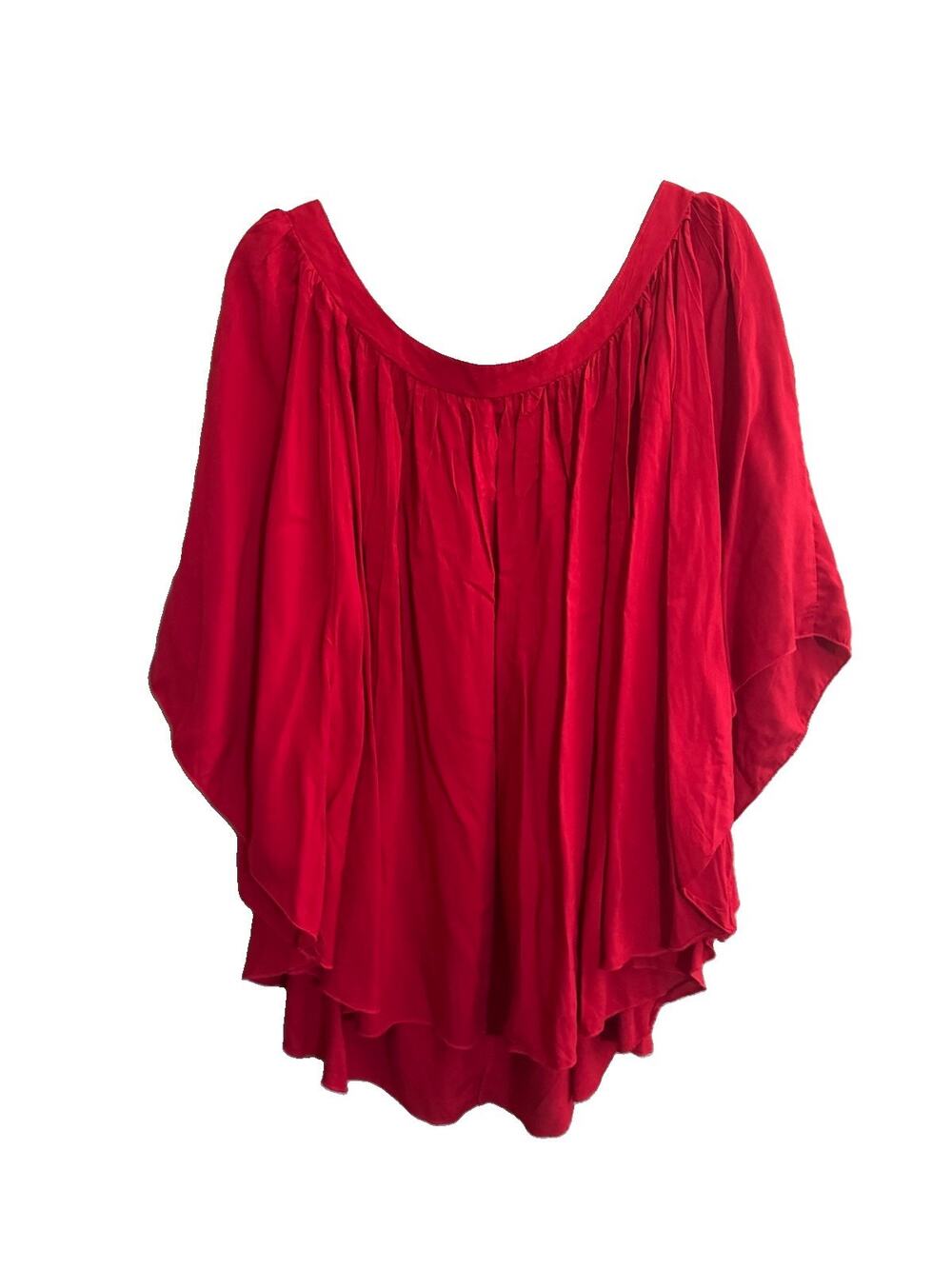 NWT Paper Tee Poncho Top Size 3X Red Flowy Cape Sleeves Holiday #7491
